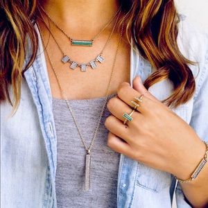 Chloe and Isabel malachite and pave stacking rings